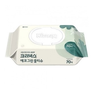 크리넥스 에코그린 생분해 물티슈 캡형 70매 고급 물티슈